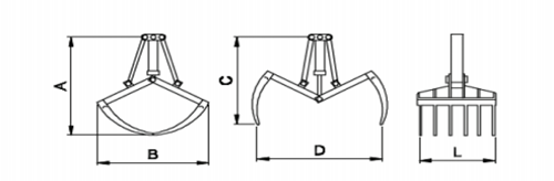 Technische tekening Technische tekening FV - FVE Mestgrijpers